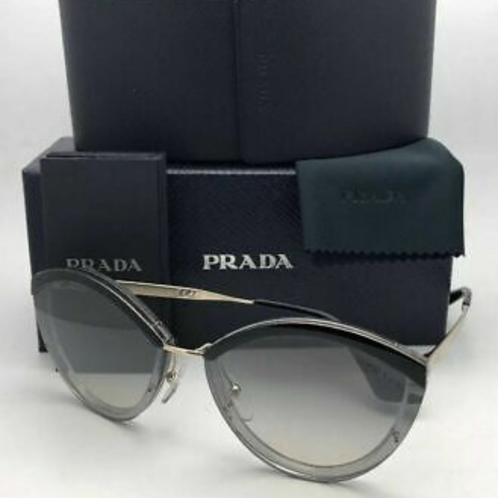 PRADA Sunglasses CATWALK SPR 07U Gold Black Grey w/ Silver Mirror
